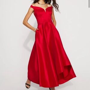 White House Black Market Red High Low Dress